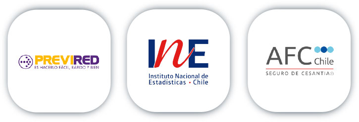 Logo de Previred, Instituto Nacional de Estadísticas de Chile y AFC Chile