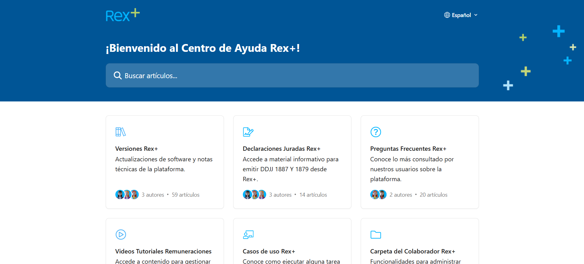 Centro de Ayuda Rex+ con soporte local